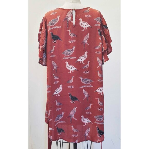 Melissa McCarthy Seven 7 Womens Bird print Pleated Ruffle Sleeve Top Blouse 2X - Picture 9 of 11